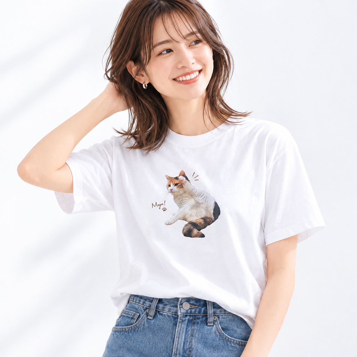 にゃ!ふだん着ミケTシャツ モデル B:「Mya!」ミケ